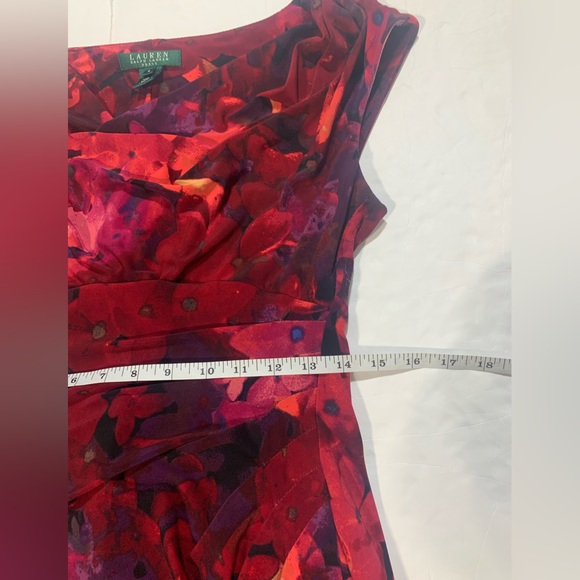 Lauren Ralp Laure cowl neck sleeveless red floral  dress - Picture 9 of 13